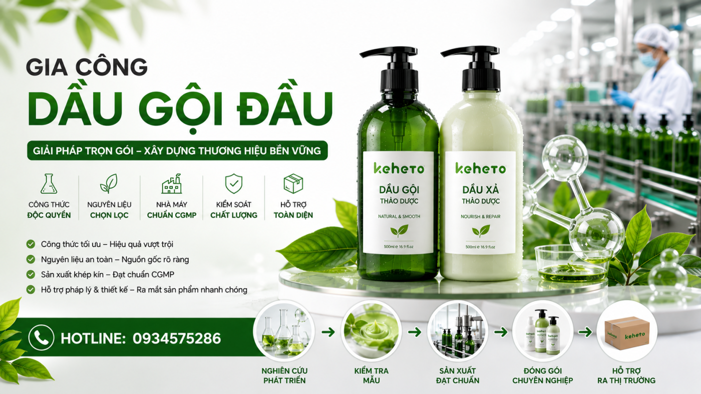 Gia công dầu gội tại Keheto